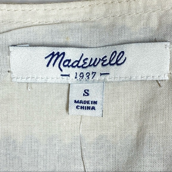 Madewell Dropwaist Trellis Stripe Swing Cotton Dress Black Tan Size Small NWT - Picture 11 of 13